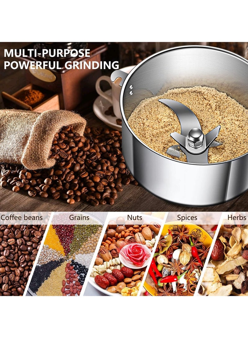 Grain Mill Grinder150g ,High Speed Electric Stainless Steel Pulverizer | Multi-Purpose Powder Machine for Cereals, Corn, Flour, Dry Spices, Herbs, Grains, Coffee, Rice, Pepper