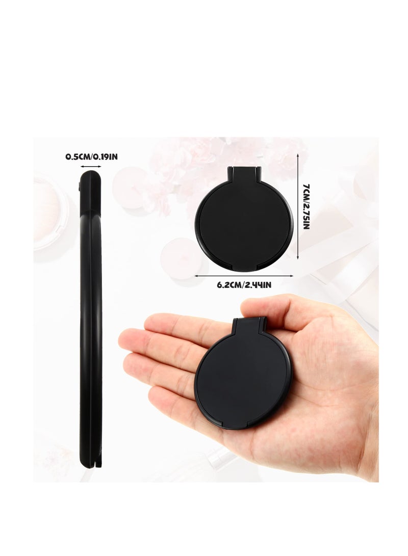 Round Mirror Compact Mirror Mini Folding Mirror Portable Round Mirror Makeup Mirror for Women Girls Travel Daily Use (Black, 12 Pieces)