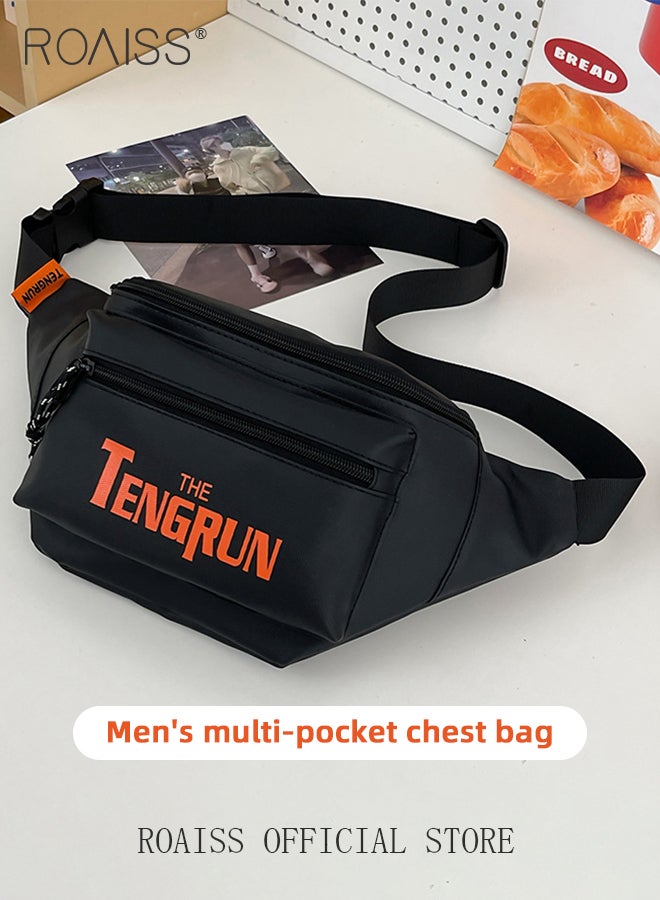 Stylish Waterproof Chest Bag for Men Large Capacity Color-Blocking Pack Suitable for Outdoors and Daily Mens Adjustable Lightweight Waist Bag for Cycling or Commute