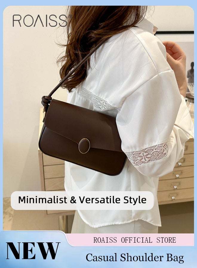 Stylish Retro Square Shoulder Bag for Women Trendy Minimalist Versatile Underarm Bag Ladies Girls Trendy Handbag Baguette Purse with Spacious Capacity and Hardware Buckle