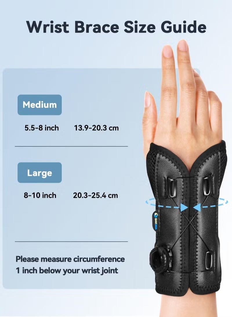 Wrist Brace for Carpal Tunnel Adjustable Knob Hand Brace Night Support Fits Right Hand for Tendonitis Arthritis Sprains Relief for Carpal Tunnel Syndrome Pain for Women And Men 5.5-8 inch