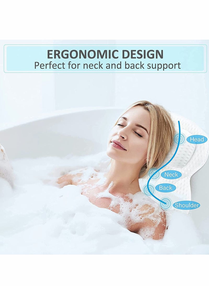 4D Spa Air Mesh Bath Pillows for Ultimate Comfort in Bathtub and Shower, Neck and Shoulder Support