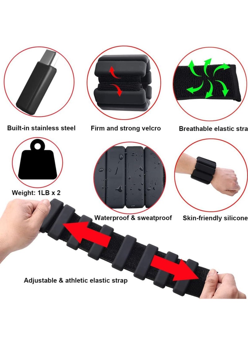 2 PCS Adjustable Wrist and Ankle Weights Bearing Bracelet for Exercise Jogging Yoga Walking