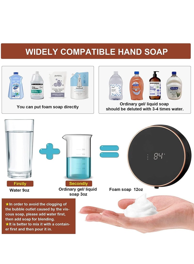 Automatic Soap Dispenser Automatic Touchless Soap Dispenser Wall Mounted Waterproof Hand soap Dispenser Smart Electric 3 Levels of Adjustable Foam Amount for Bathroom and Kitchen