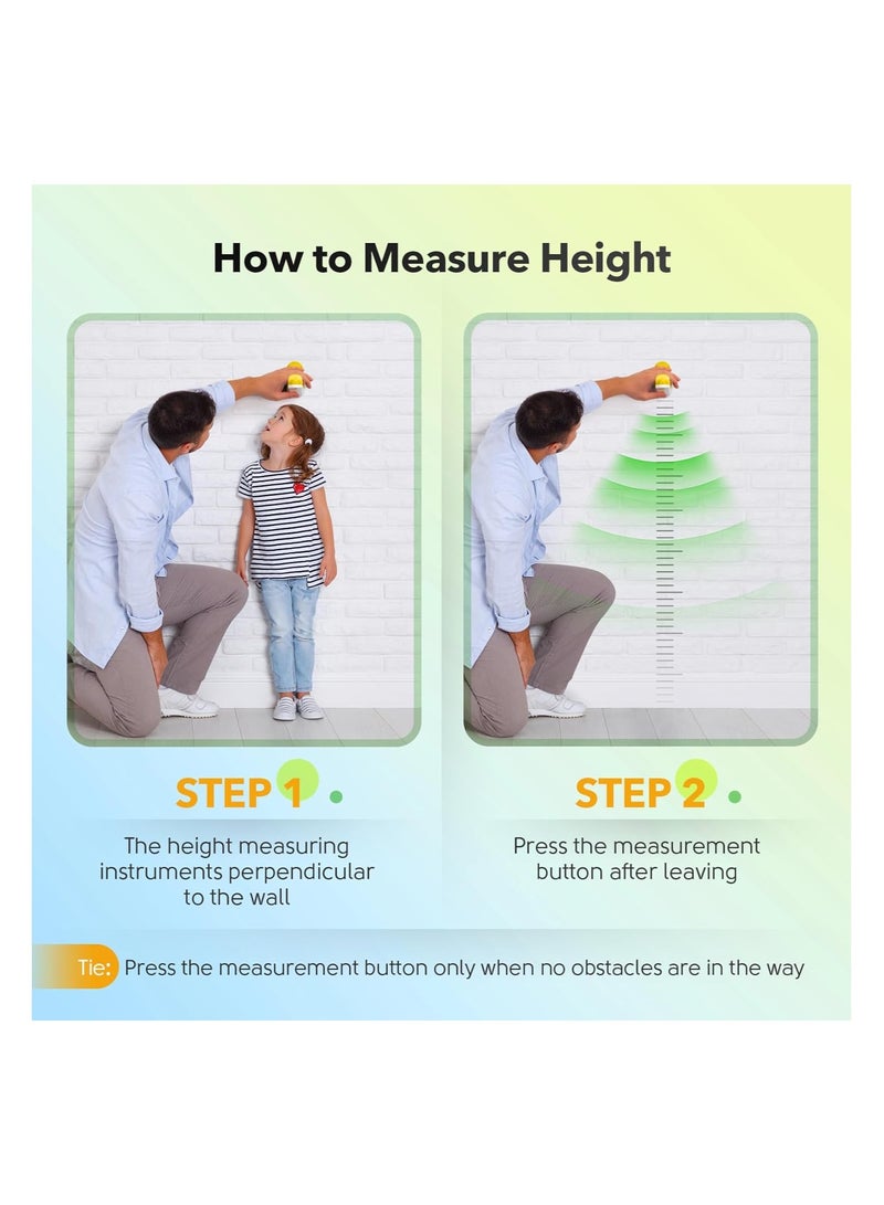 Portable Cordless Ultrasound Stadiometer for Height Measurement, 30cm-220cm (11.8in-86.6in) with Temperature Display, Ideal for Children and Adults, Precision Room Decor.