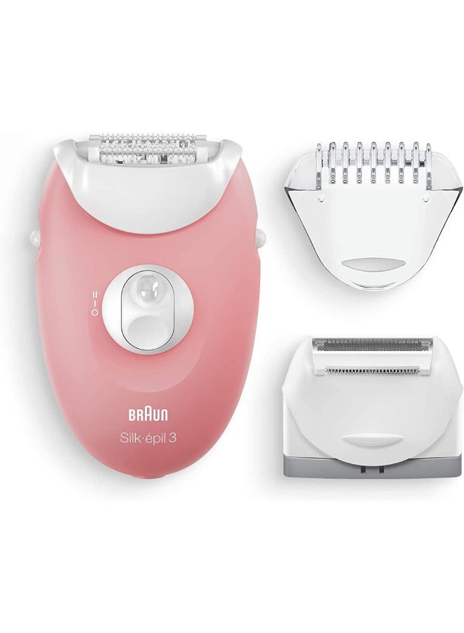 3-Piece Hair Removal Epilator Set White/Pink/Clear