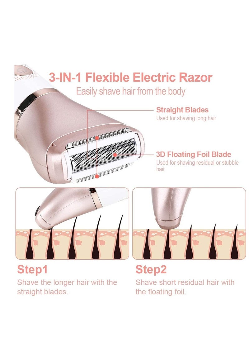 Electric Razor for Women Painless 2 In 1 Ladies Shaver Face Leg and Underarm Epilator Rechargeable Wet and Dry Cordless Ladies Shaver