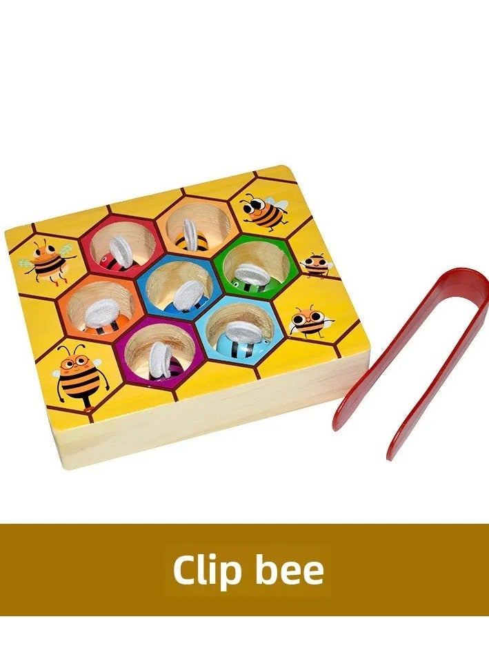 Early Learning Wooden Bug Catching Game Children's Puzzle Colour Awareness Clip Bee Toys