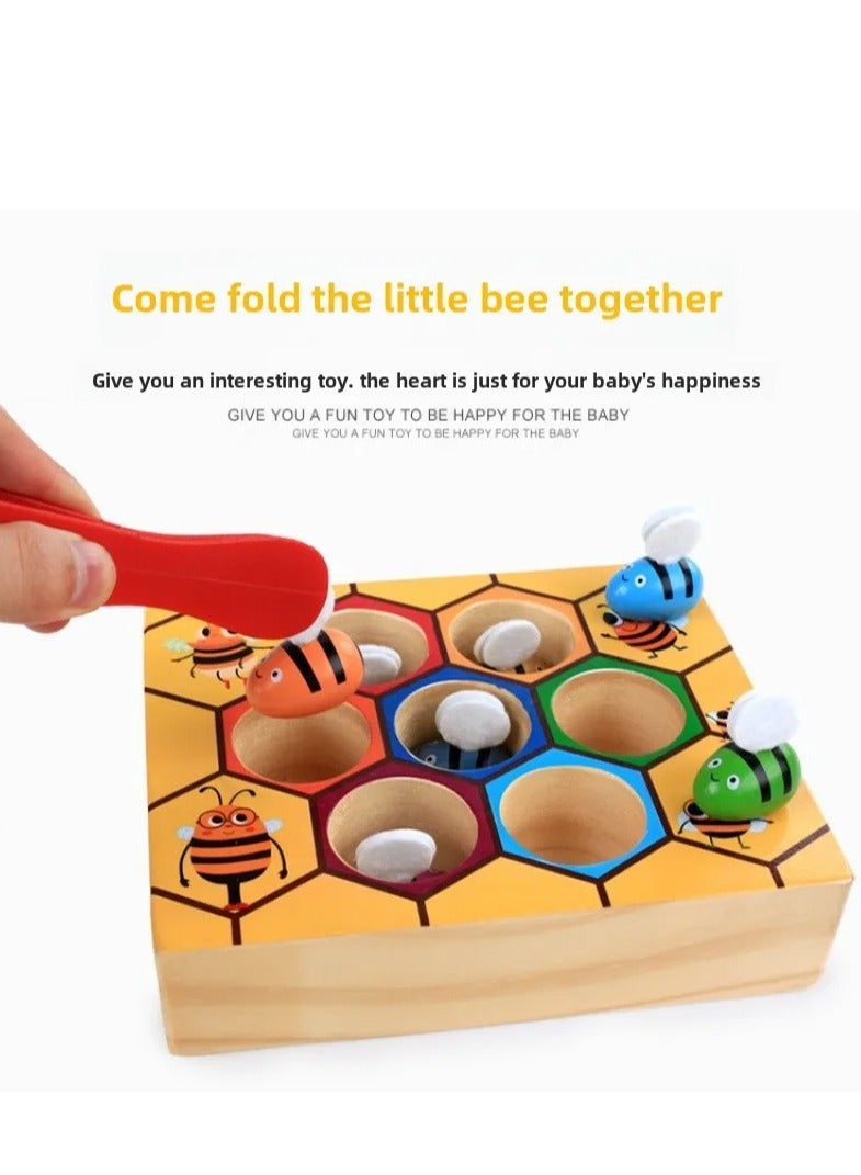 Early Learning Wooden Bug Catching Game Children's Puzzle Colour Awareness Clip Bee Toys