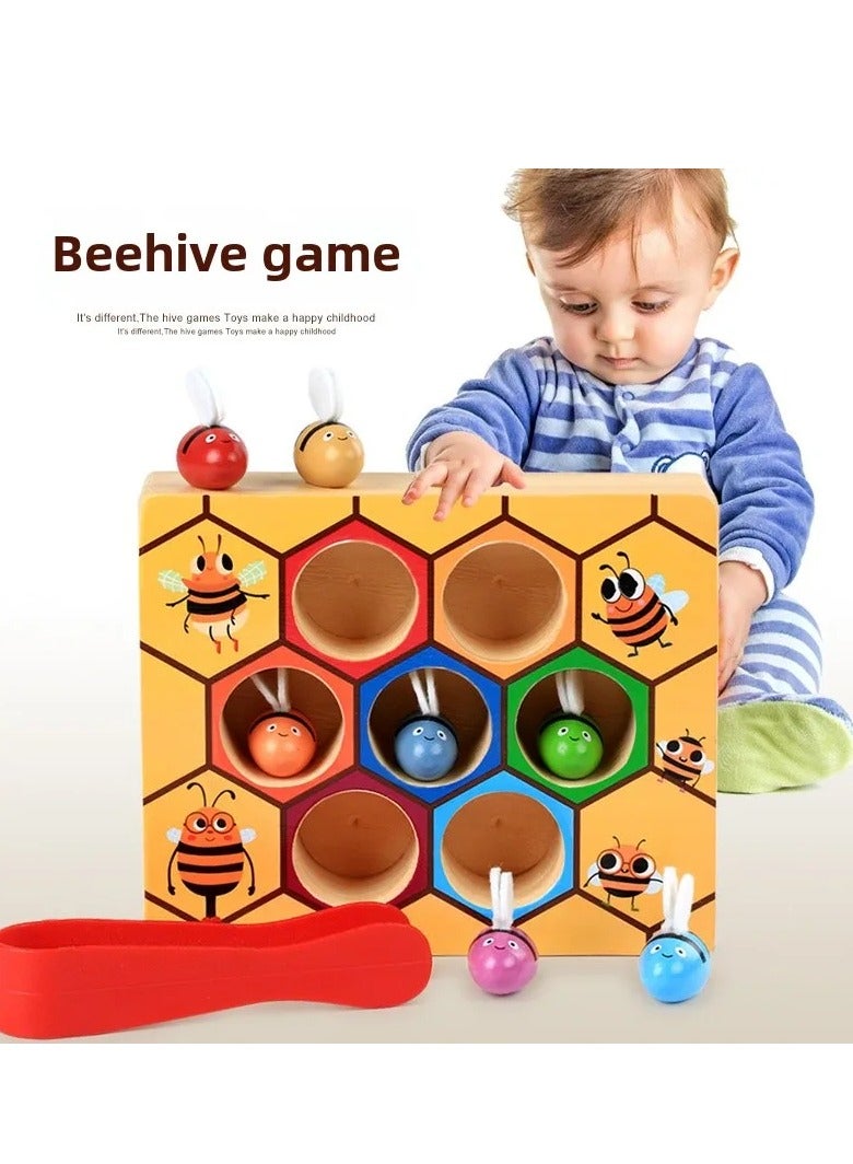 Early Learning Wooden Bug Catching Game Children's Puzzle Colour Awareness Clip Bee Toys