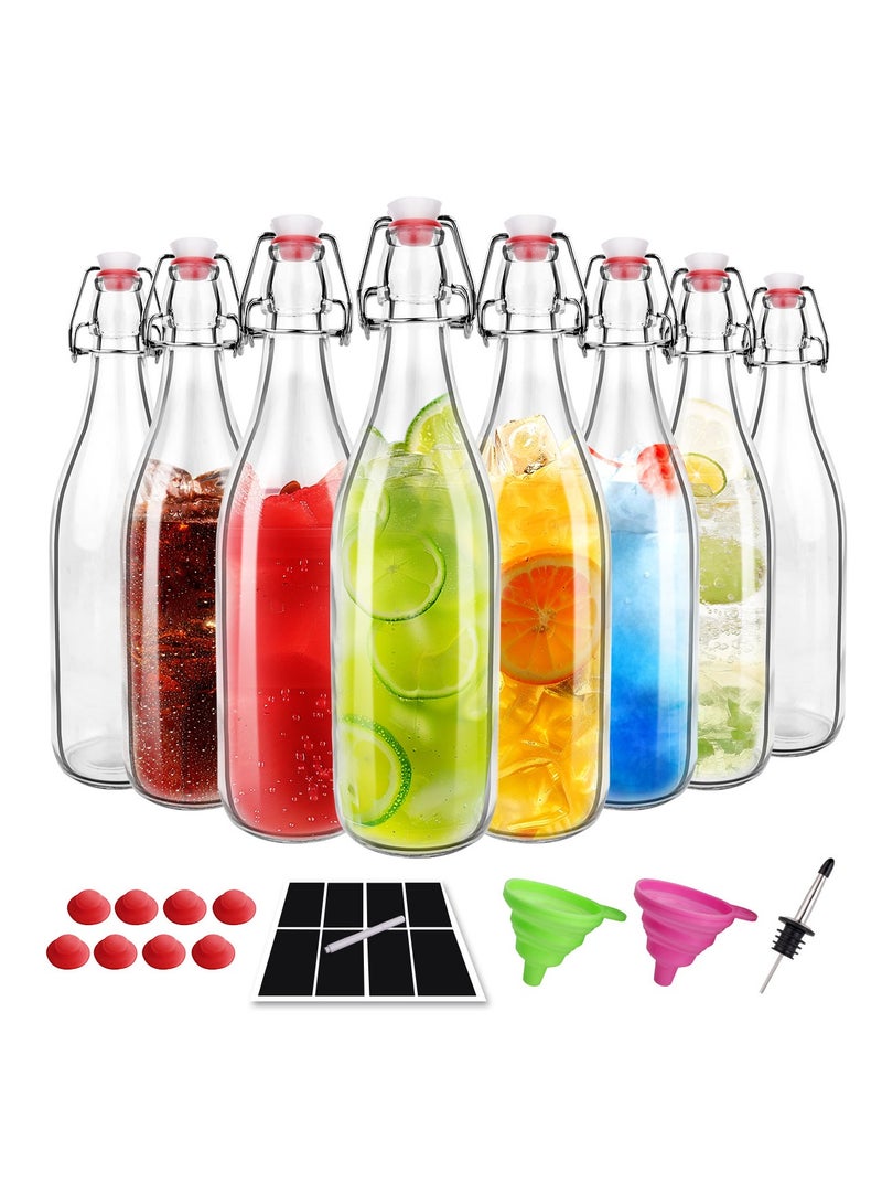 8Pack 32oz Swing Top Glass Bottles,Flip Top Brewing Bottle with Airtight Stopper Lids, for Juice, Water, Kombucha,  Kefir Milk