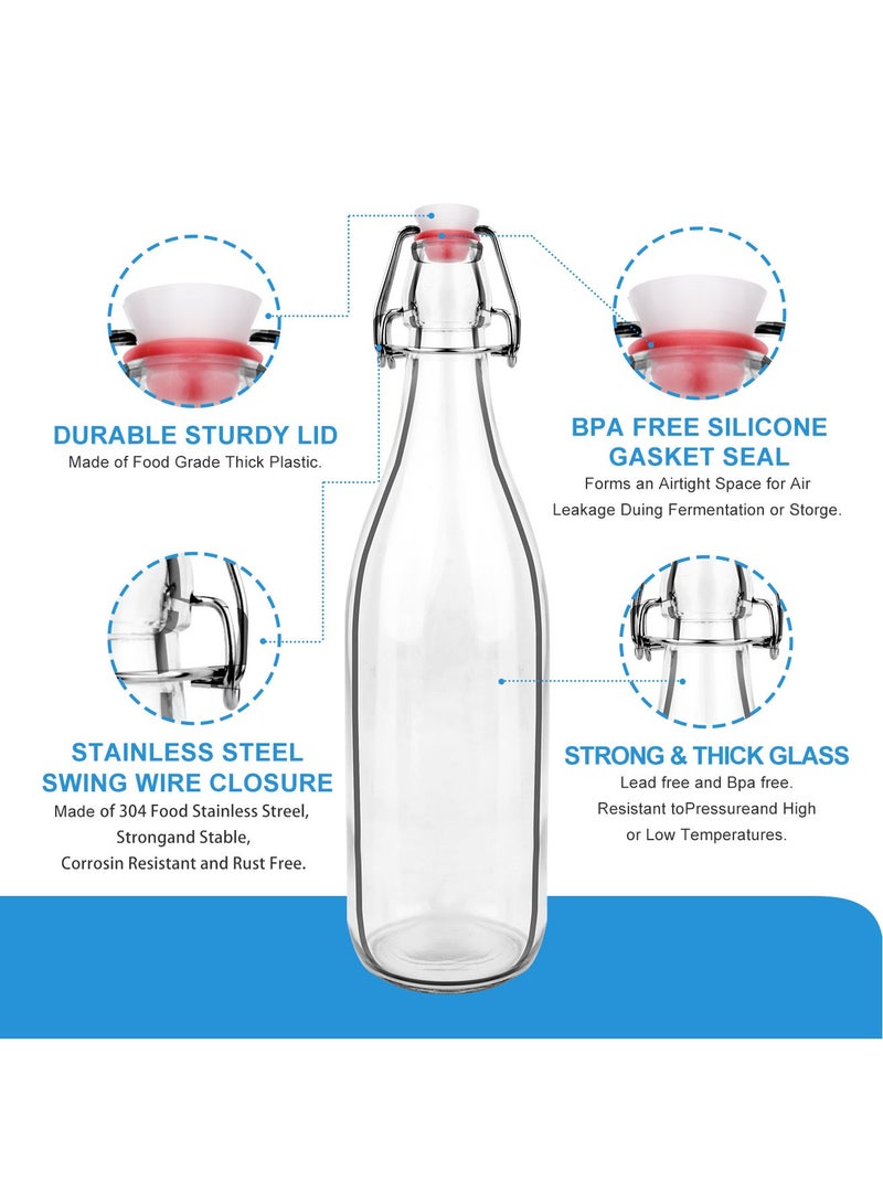 8Pack 32oz Swing Top Glass Bottles,Flip Top Brewing Bottle with Airtight Stopper Lids, for Juice, Water, Kombucha,  Kefir Milk