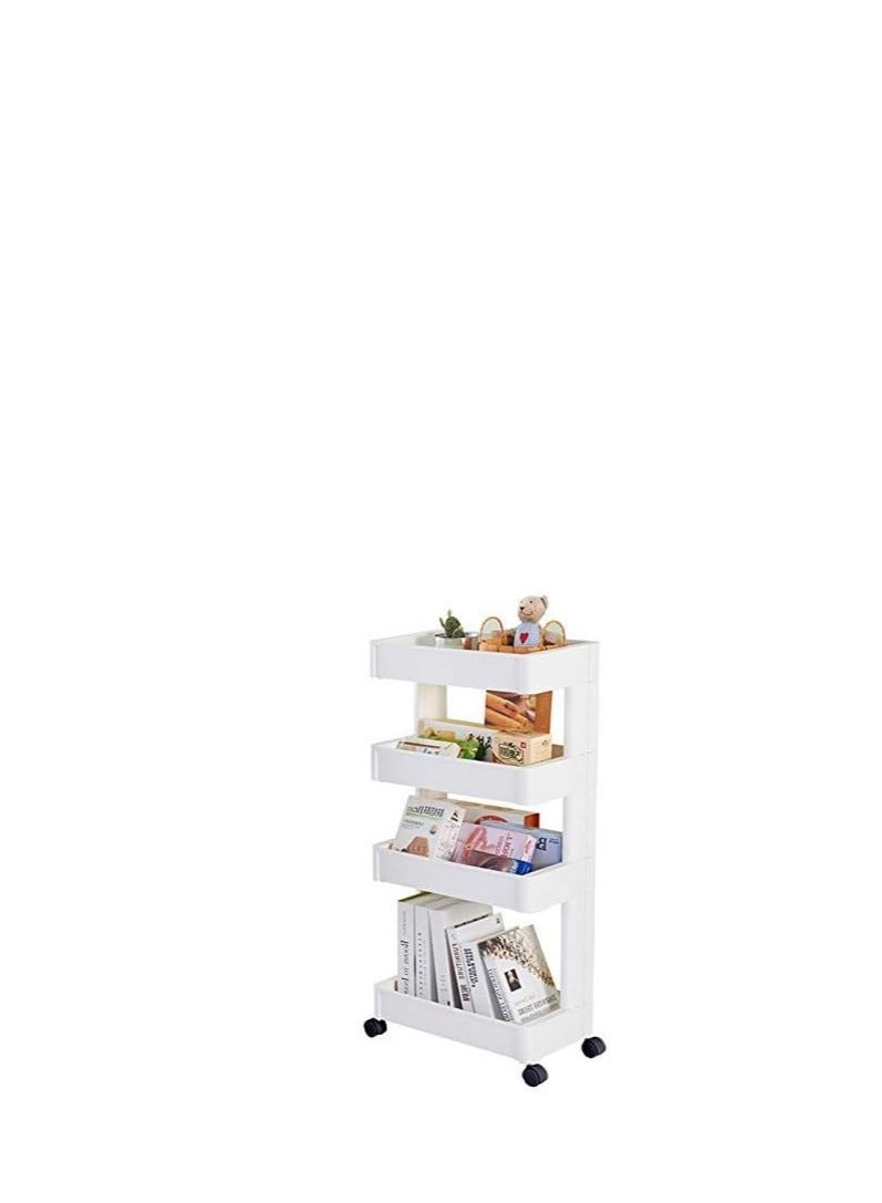 Trolley Storage Rack4 Tier Trolley Rack Floor Kitchen Organizer Kitchen Mobile Snack Device Series Children Storage Rack Artifact Vegetable Storage