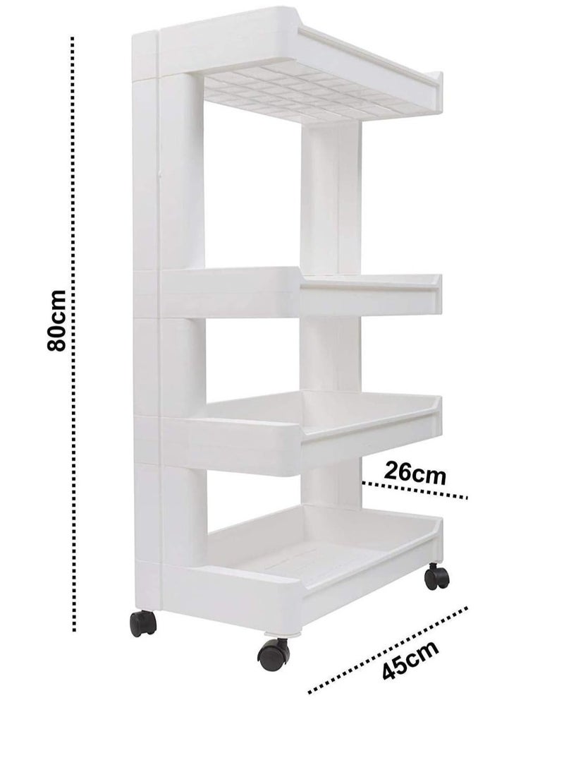 Trolley Storage Rack4 Tier Trolley Rack Floor Kitchen Organizer Kitchen Mobile Snack Device Series Children Storage Rack Artifact Vegetable Storage