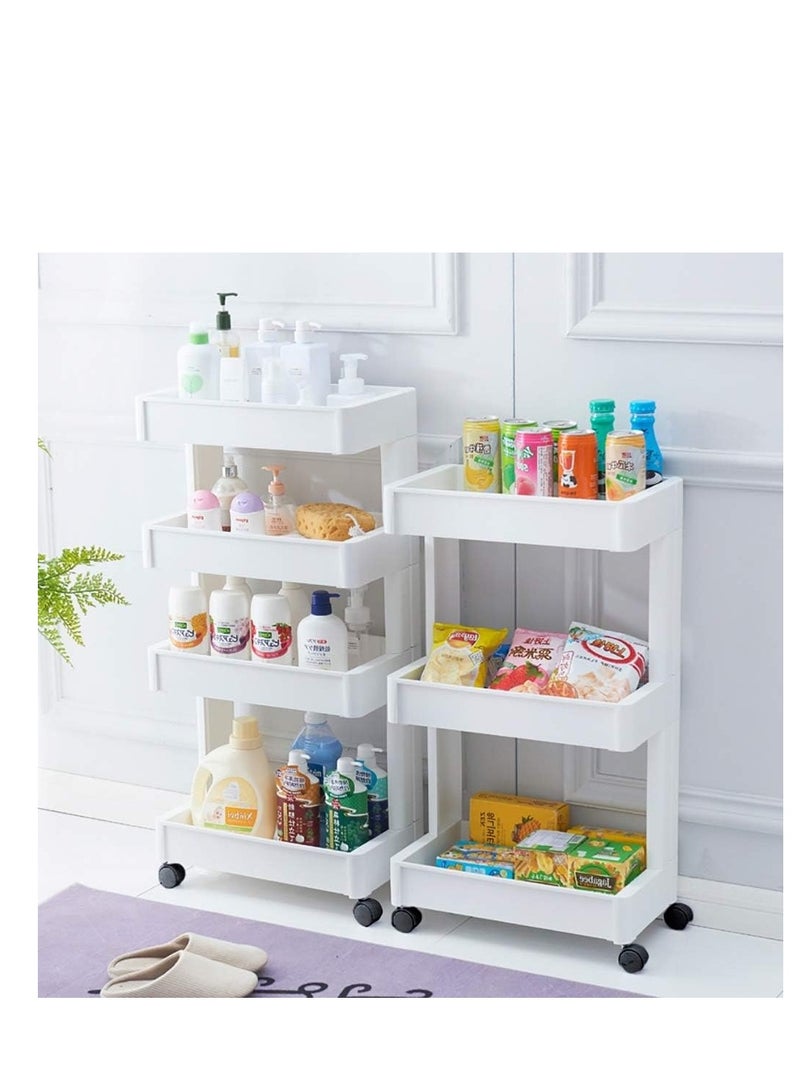 Trolley Storage Rack4 Tier Trolley Rack Floor Kitchen Organizer Kitchen Mobile Snack Device Series Children Storage Rack Artifact Vegetable Storage