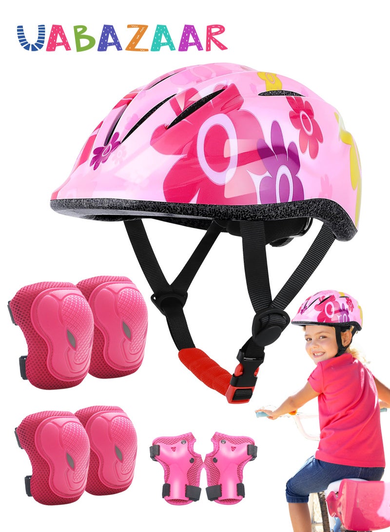 Kids Helmet Adjustable with Sports Protective Gear Set Knee Elbow Wrist Pads for Toddler Ages 3 to 8 Years Old Boys Girls Cycling Skating Scooter Helmet