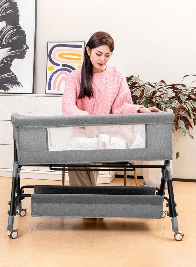 Portable Infant Cot Bed 3 In 1 Baby Bassinet Baby Sleeping Bed Toddler Bedside Sleeper with Wheels