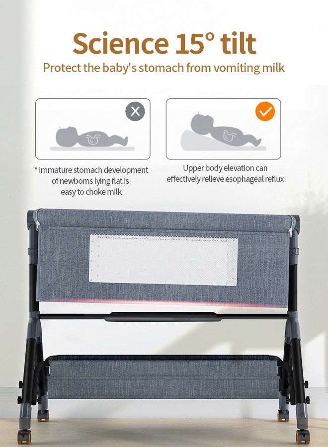 Portable Infant Cot Bed 3 In 1 Baby Bassinet Baby Sleeping Bed Toddler Bedside Sleeper with Wheels