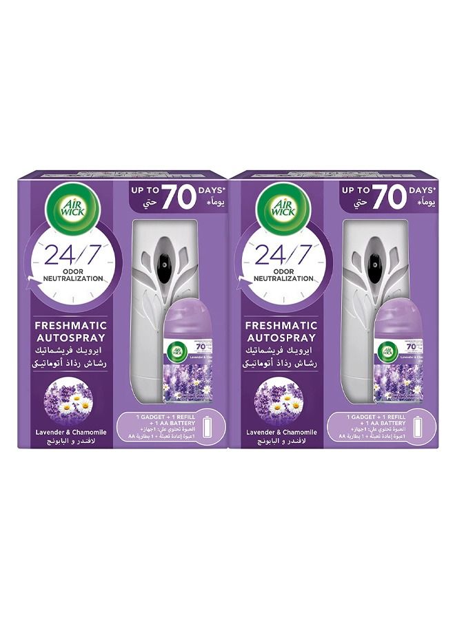 Air Freshener Freshmatic Auto Spray Kit, Lavender, 2 Gadgets And 2 Refills, 250ml Pack Of 2