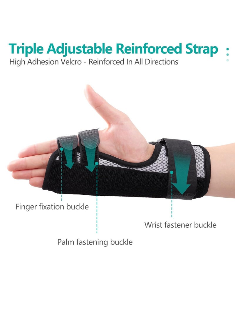 Trigger Finger Splint, Multi Finger Brace for Middle, Index, Pinky or Ring Fingers, Adjustable Finger Straightening Immobilizer with 4 Metal Bars for Broken Fingers, Arthritis, Contractures