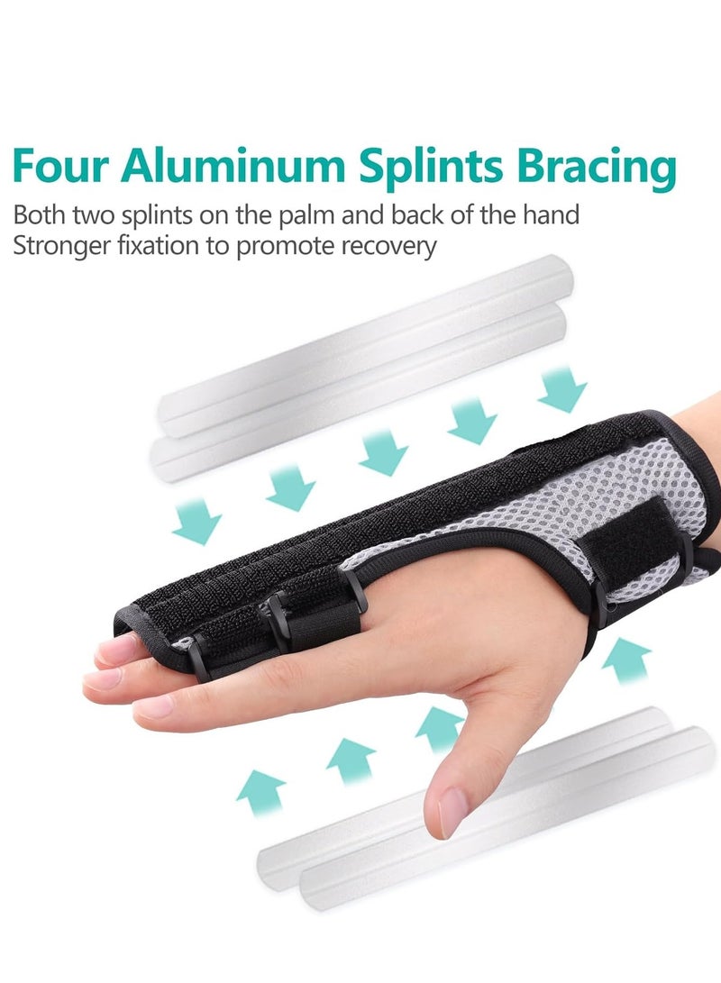 Trigger Finger Splint, Multi Finger Brace for Middle, Index, Pinky or Ring Fingers, Adjustable Finger Straightening Immobilizer with 4 Metal Bars for Broken Fingers, Arthritis, Contractures