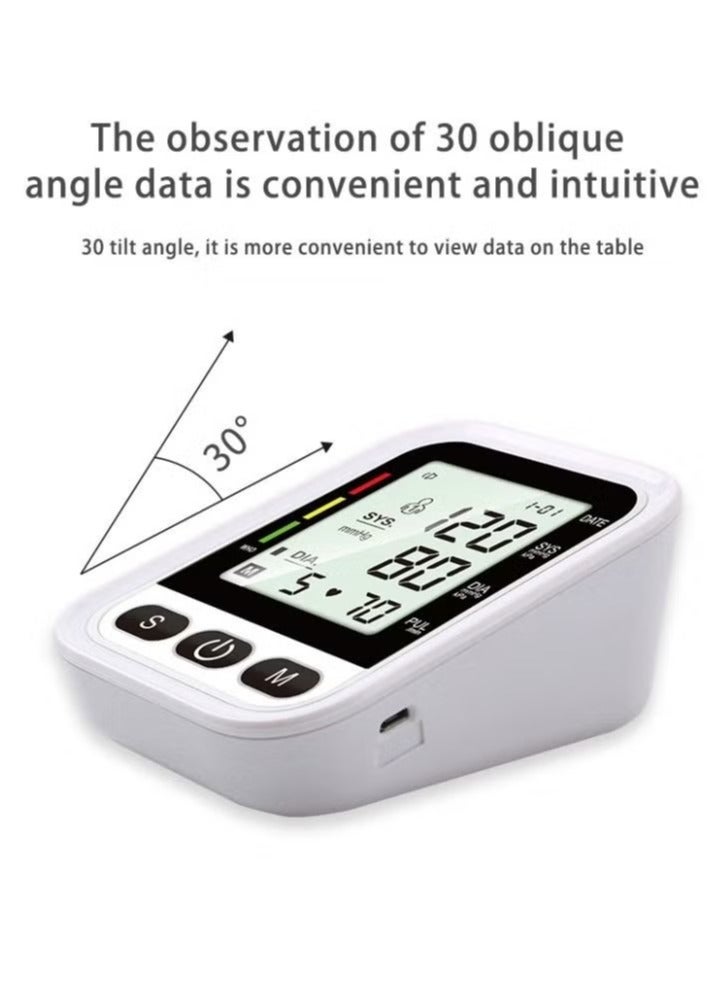 Digital Blood Pressure Monitor, Upper Arm Blood Pressure Monitor with Adjustable Blood Pressure Cuff Automatic & Digital Blood Pressure Machin, LCD Display Home BP Monitor, Memory Voice Prompt