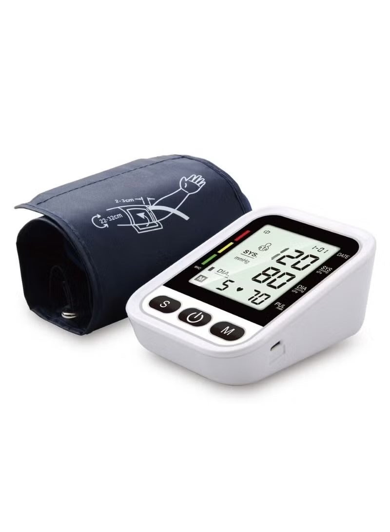 Digital Blood Pressure Monitor, Upper Arm Blood Pressure Monitor with Adjustable Blood Pressure Cuff Automatic & Digital Blood Pressure Machin, LCD Display Home BP Monitor, Memory Voice Prompt