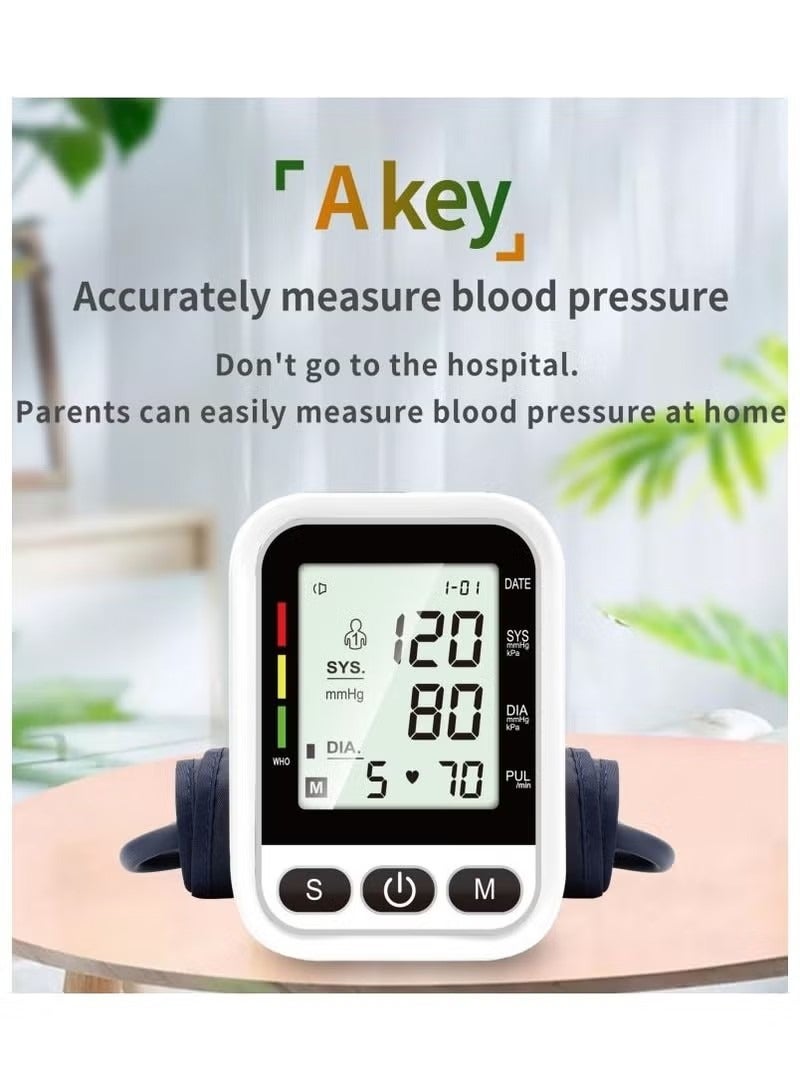 Digital Blood Pressure Monitor, Upper Arm Blood Pressure Monitor with Adjustable Blood Pressure Cuff Automatic & Digital Blood Pressure Machin, LCD Display Home BP Monitor, Memory Voice Prompt