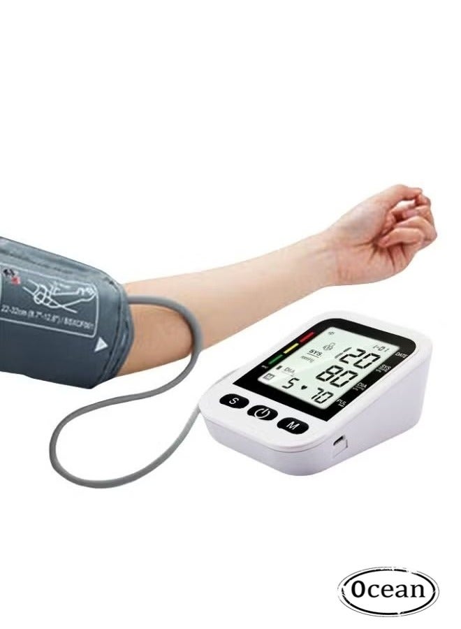 Digital Blood Pressure Monitor, Upper Arm Blood Pressure Monitor with Adjustable Blood Pressure Cuff Automatic & Digital Blood Pressure Machin, LCD Display Home BP Monitor, Memory Voice Prompt