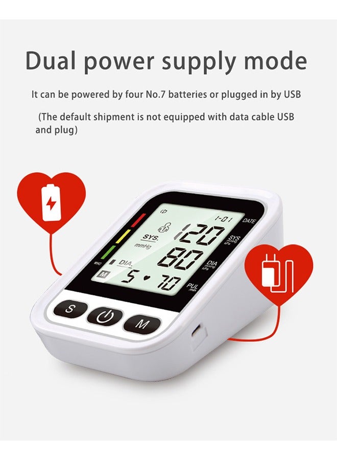 Digital Blood Pressure Monitor, Upper Arm Blood Pressure Monitor with Adjustable Blood Pressure Cuff Automatic & Digital Blood Pressure Machin, LCD Display Home BP Monitor, Memory Voice Prompt