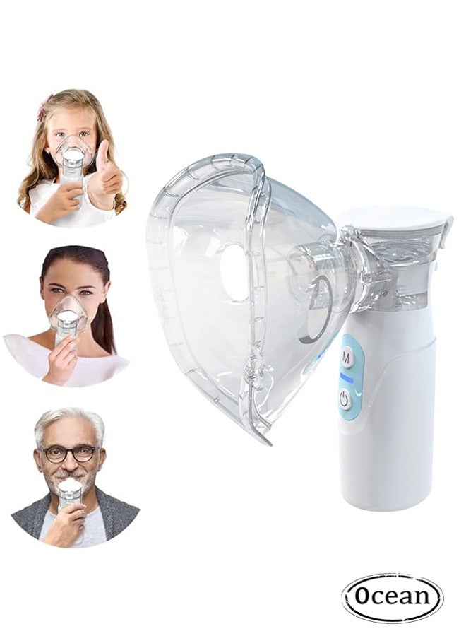 Portable Nebulizer, Handheld Mesh Inhaler, Rechargeable Silent Electric Inhalers for Adults and Children, Ultrasonic Humidifier for Home and Travel Use Inhalators with 2 Masks and Mouthpiece