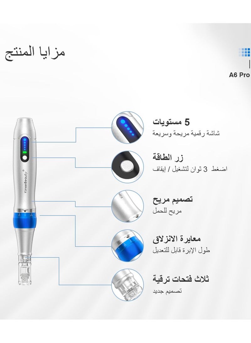 Professional Microneedling Pen with 5-Speed, Wireless Adjustable Micro Needling Microneedle Machine with 12pin+2pcs, 24pin+2pcs, 36pin+2pcs