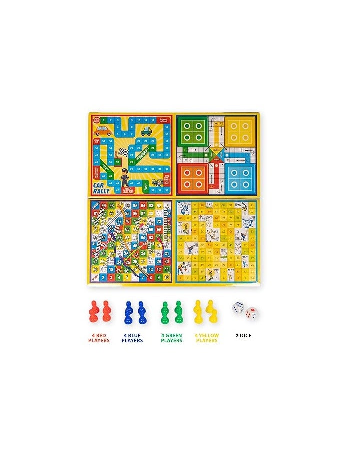 Ratna's 5 in 1 Business Senior Game with Plastic Coins Along with Other Board Games Like Ludo, Snakes Ladder, Car Rally & Cricket for Kids & Adults