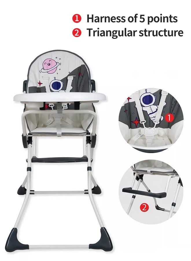 Baby High Chair Baby Dinner Chair Foldable Infant Feeding Chair with Tray Dining Booster Seat