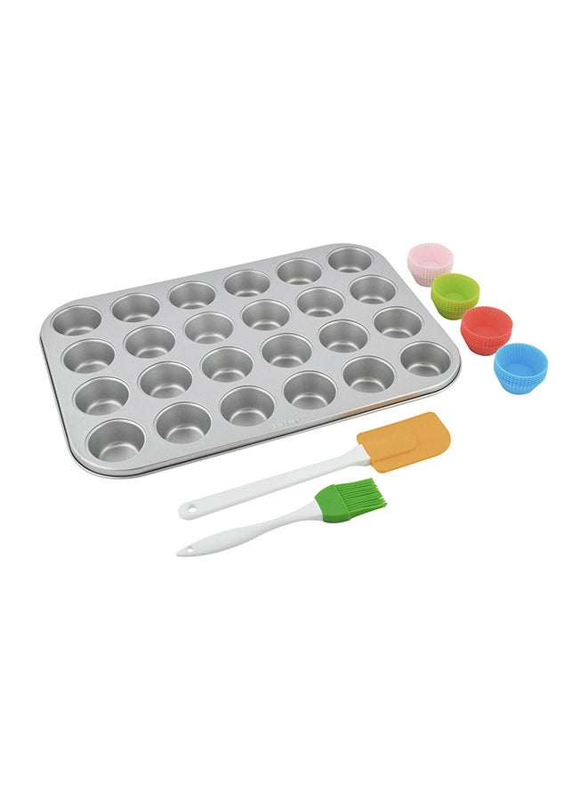 24-Cup Mini Muffin Pan Set Grey/White/Green 37.4x23.2x2.8cm