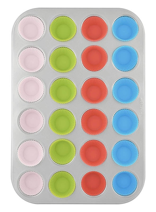24-Cup Mini Muffin Pan Set Grey/White/Green 37.4x23.2x2.8cm