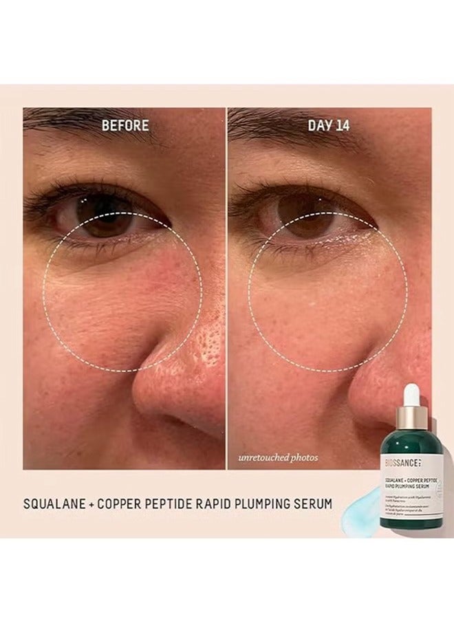 Squalane + Copper Peptide Rapid Plumping Serum-Powerfully Hydrating Face Serum that Instantly Plumps and Firms with Collagen Boosting Copper Peptides 50ML