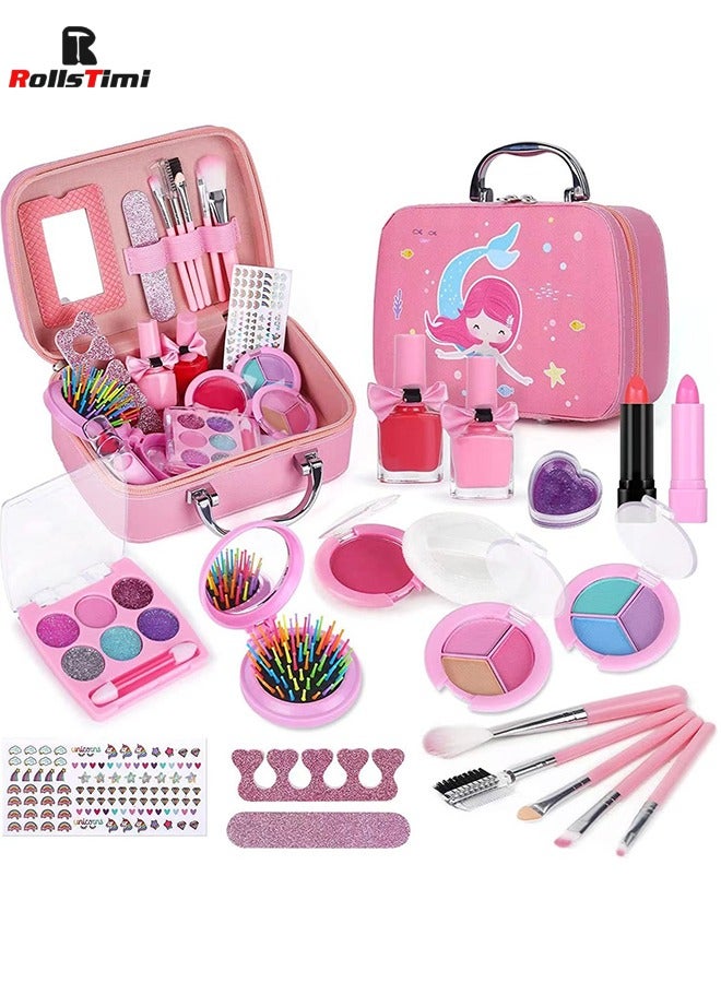 Makeup Kit With Storage Case Pink Color Portable Non Toxic Durable And Washable