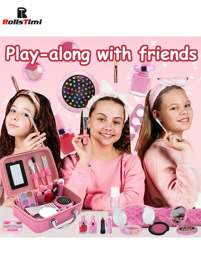 Makeup Kit With Storage Case Pink Color Portable Non Toxic Durable And Washable