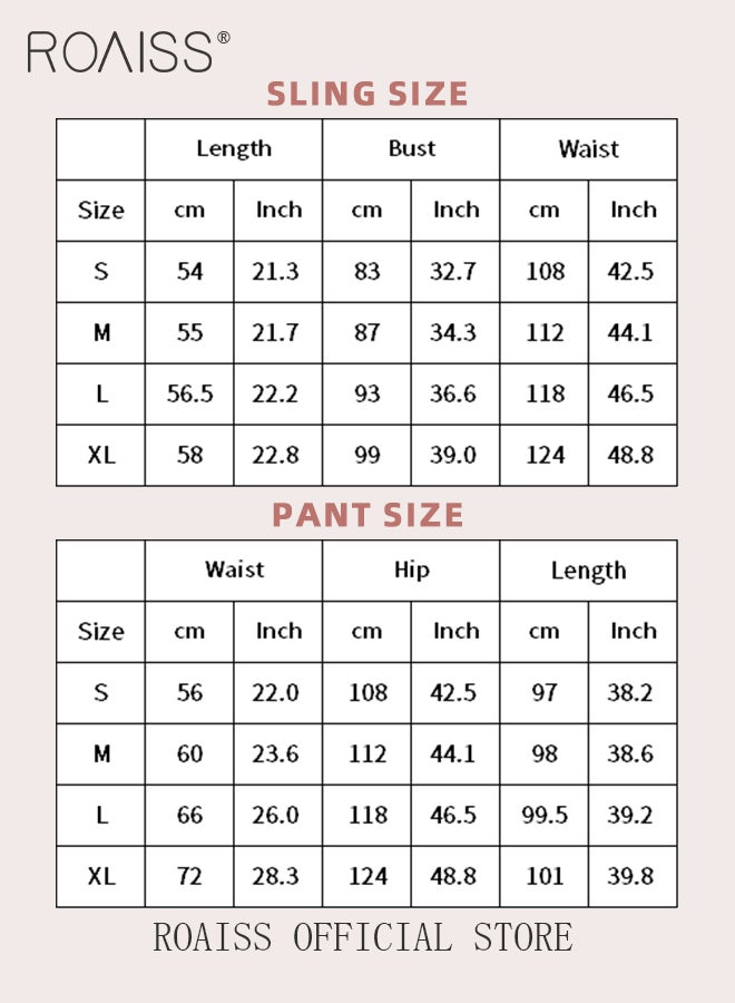 2 Piece Ice Silk Pajamas Set for Women Involves Spaghetti Strap Cami Top and Pants Ladies Comfy and Breathable Soft Loungewear Can Be Worn Outside Women's Sleeveless Thin Sleepwear