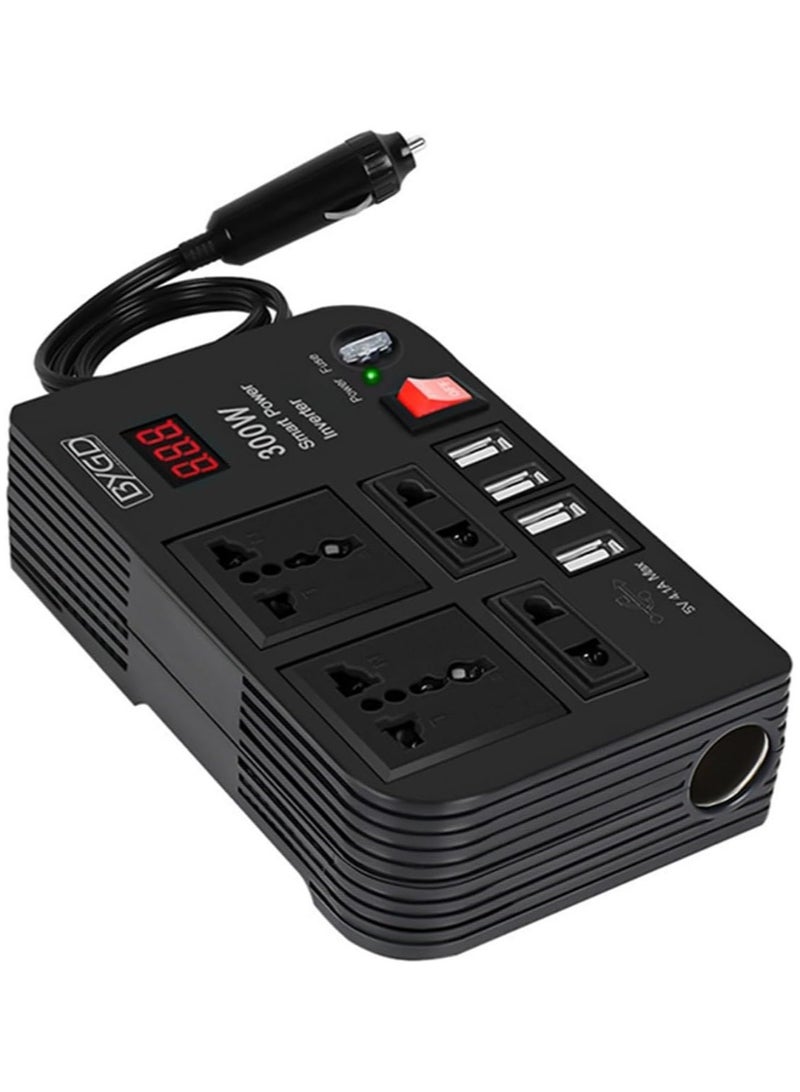 Unlock Your Power: 300W Car Inverter with 4 Fast Charging USB Ports and Dual AC Sockets—Perfect for Road Trips