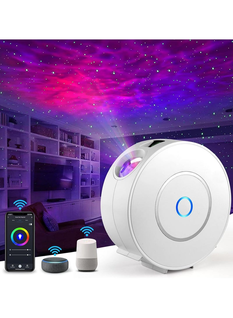 Smart Galaxy Star Projector Wifi Tuya App Control - 3D LED Galaxy Projector Night Light with Nebula,Compatible with Google Assistant,RGB Dimmable,Timing,for Kids Bedroom Party Decor