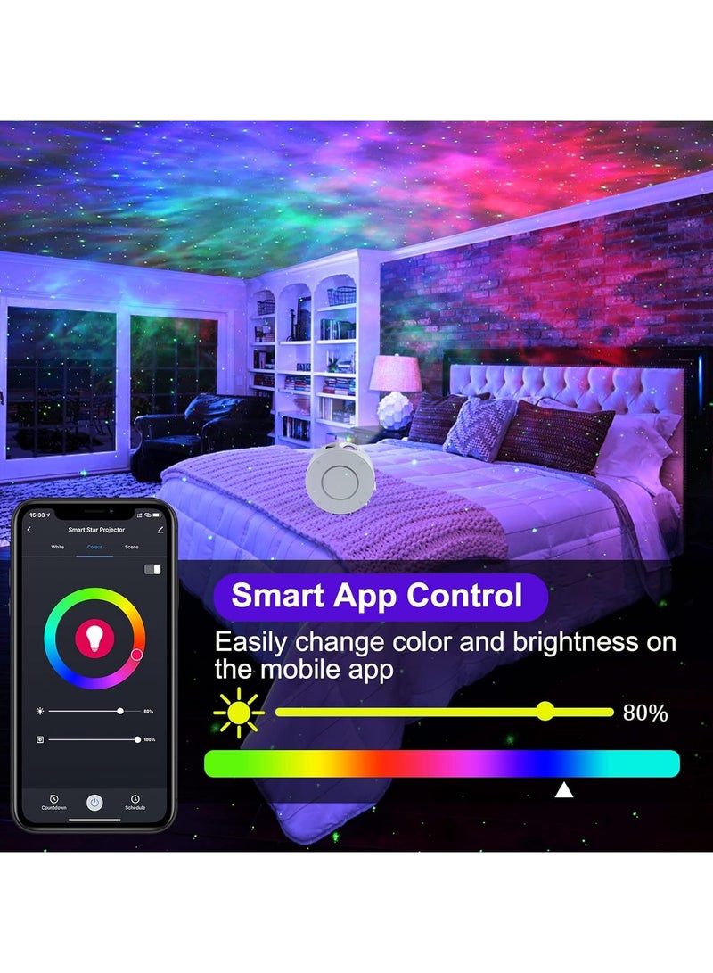 Smart Galaxy Star Projector Wifi Tuya App Control - 3D LED Galaxy Projector Night Light with Nebula,Compatible with Google Assistant,RGB Dimmable,Timing,for Kids Bedroom Party Decor