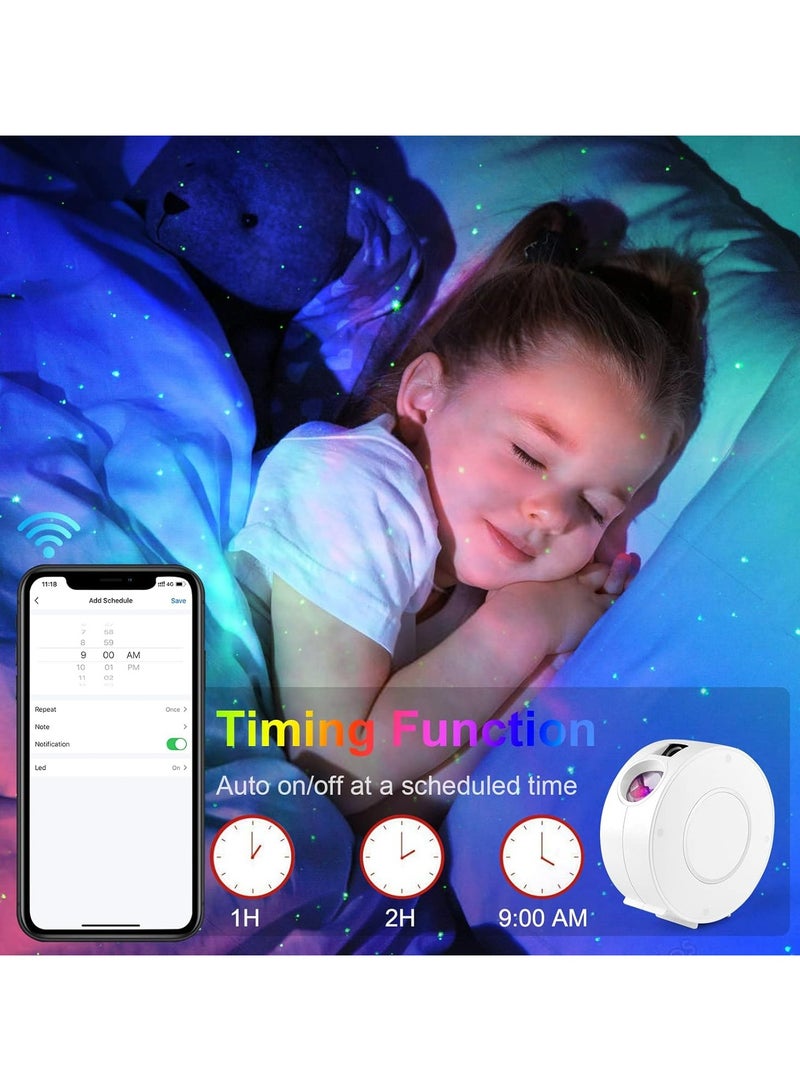 Smart Galaxy Star Projector Wifi Tuya App Control - 3D LED Galaxy Projector Night Light with Nebula,Compatible with Google Assistant,RGB Dimmable,Timing,for Kids Bedroom Party Decor