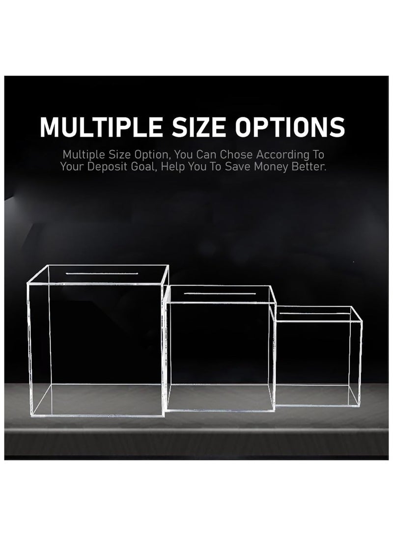 Clear Bank for Adults Kids, Acrylic Bank for Boys Girls to Saving Money Cash Coin, Must Break to Open (15 x 15 cm, Travel Fund)