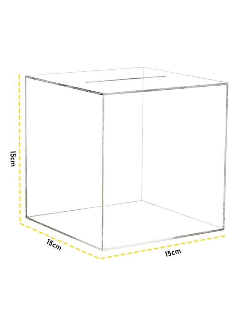Clear Bank for Adults Kids, Acrylic Bank for Boys Girls to Saving Money Cash Coin, Must Break to Open (15 x 15 cm, Travel Fund)