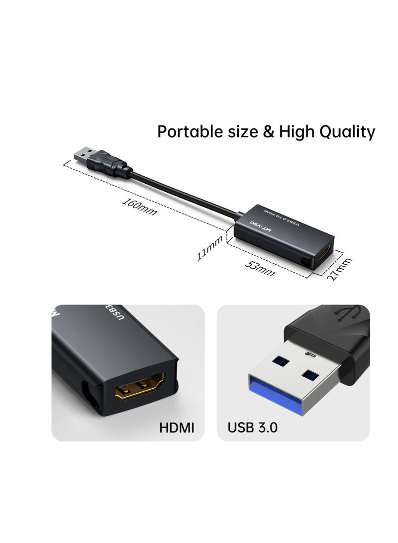 USB 3.0 to HDMI Adapter for PC Laptop Monitor Projector and TV, Compatible with Mac OS and Windows