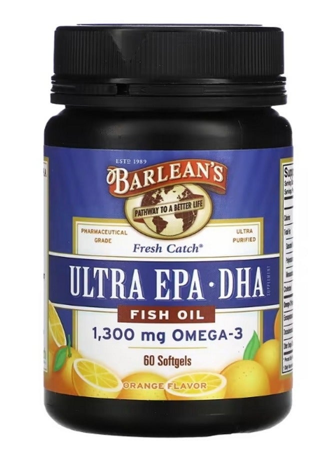 Fresh Catch Fish Oil Omega3 Ultra EPA DHA Orange  60 Softgels