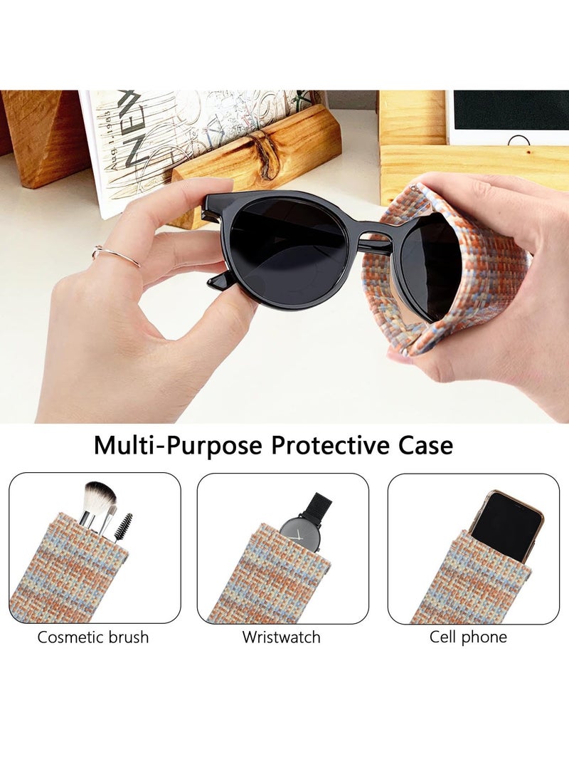 Glasses Case Sunglasses Case Pouch Portable Squeeze Top Leather Glasses Case Anti-Scratch Eyeglass Case   Glasses Case Soft Eyeglass Cases for Women 4Pcs