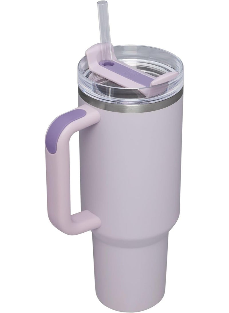 Stanley Quencher H2.0 Flow State 40oz Orchid Stainless Steel Vacuum Insulated Tumbler with Lid, Straw and 3 Straw Stoppers for Water and Iced Tea, Cold Retention in Pack of 1 & 2
